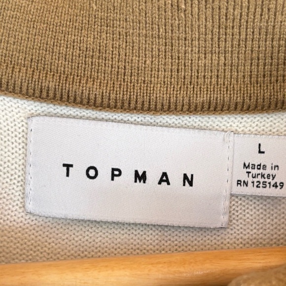 Topman-White long sleeve ith tan andblack color block - Picture 3 of 5